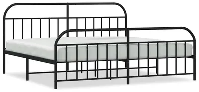Image de vidaXL Cadre de lit avec tête et pied de lit en métal noir 193x203 cm