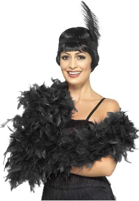 Produktbild von Federboa Deluxe schwarz 180cm – Elegante 20er Jahre Federboa aus schwarzen Federn – Glamouröses Kostüm Accessoire für Fasching, Karneval, Burlesque & Halloween