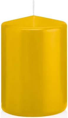 Produktbild von 12 Stumpen Kerzen Gelb 10 x 6,8 cm (H X D) deutsche Marken Kerzen aus 100% Paraffin Wachs in er RAL Kerzen Qualität