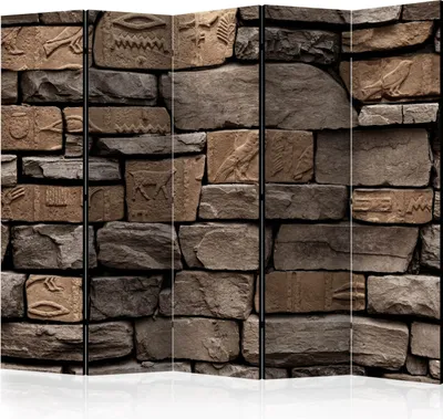Produktbild von Akusticher Raumteiler stein Foto Paravent 225x172 cm beidseitig auf Vlies-Leinwand bedruckt Akustikschaum Trennwand Spanische Wand Sichtschutz Home Office Steine Mauer Textur f-A-0544-z-c