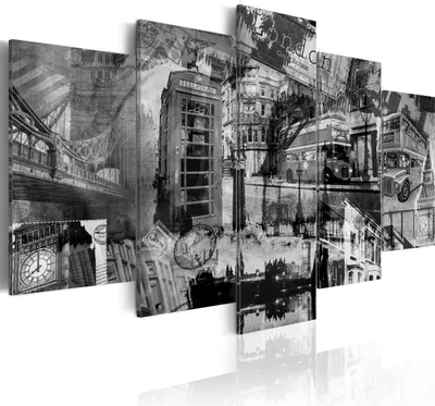 Immagine prodotto di Quadri decorativi per parete, Londra, 200x100 cm, set di 5 pezzi – Stampe su tela moderne, decorazioni per la parete della camera da letto, quadri su tela, codice prodotto 030117-4