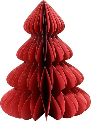 Image de Arbre De Noël En Papier Rouge Décoration Festive Pliable - Decoris