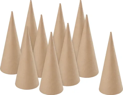 Produktbild von VBS Pappkegel 10er Set 7.8 cm Basis 20 cm Höhe Bastelkegel Modellbau