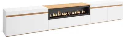 Immagine prodotto di COZY Mobile TV Soggiorno, 288x35x45cm, Camino elettrico, Bianco e Rovere soft