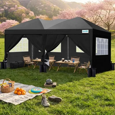 Produktbild von Quictent Faltpavillon 3x6m mit 6 Seitenwänden,Pop up Gartenpavillon mit Rollentasche,Pavillon Partyzelt 3x6 wasserdicht stabil,für Party, Fest,UV 50+