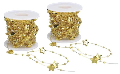 Immagine prodotto di Ghirlande decorative a forma di stella, 2 rotoli da 10 metri, colore oro, tagliabili