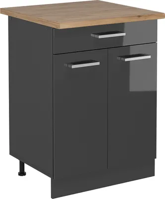 Produktbild von Küchenunterschrank Vicco R-Line Anthrazit Hochglanz 60 cm , AP Eiche, Model 53307