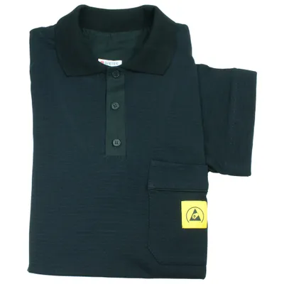 Zdjęcie produktu dla Koszulka polo WETEC ESD light, z czarnym kołnierzykiem, rozmiar 2XL, czarna