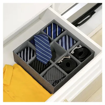 Produktbild von Organizer für Schubladen, 9 Fächer, faltbar, praktische Aufbewahrungsbox für Unterwäsche, Socken, Krawatten und Gürtel, Vliesstoff, 31 x 31 x 8 cm