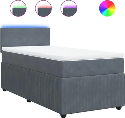 Produktbild von vidaXL Boxspringbett mit Matratze Dunkelgrau 90x190 cm Samt