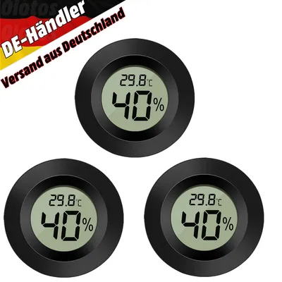 Produktbild von 3x Digital Thermo-Hygrometer Thermometer Luftfeuchtigkeit Temperaturmessgerät Schwarz
