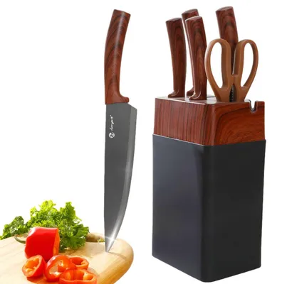 7-teiliges Messerset mit Messerblock, Edelstahl, ergonomisch