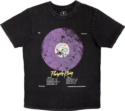 Produktbild von Prince - "Purple Rain Disc" T-Shirt für Herren/Damen Uni, Steinwaschen RO14605 (XL) (Schwarz)