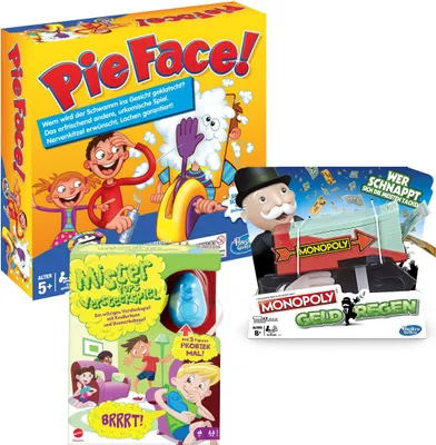 Produktbild von Spiele Bundle Pie Face Mister Pups Monopoly Geldregen Familienspiel Partyspiele