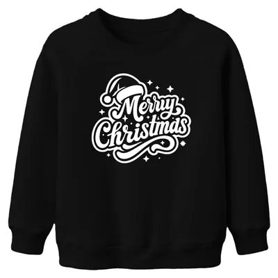 Produktbild von Merry Christmas Santa Hat Sterne Weihnachten Geschenk Vintage Uni Kinder Sweatshirt Pullover, Schwarz, 116