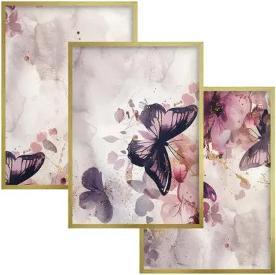 Produktbild von Wandposter Wandbilder Rosa Blumen Glamour Gold für das Schlafzimmer