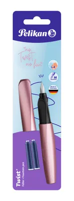 Produktbild von Pelikan 806268, Rose, Kartuschenfüllsystem, Blau, Kursiv nib, Edelstahl, Medium