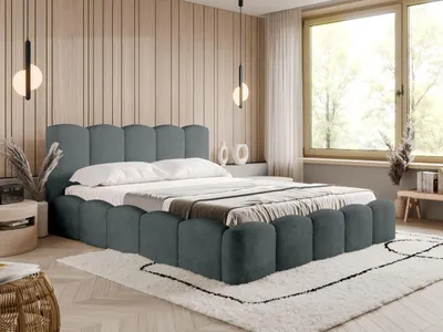 Produktbild von FurniDe24 Polsterbett Lambi 180x200 cm - Bett 180x200, Polsterbett mit Bettkasten & Lattenrost - Bouclé-Stoff - Bett Dunkelgrau (Lambi 12)