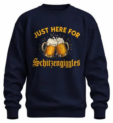 Produktbild von Just Here For Schitzengiggles Bier Trachtenshirt Lederhose Sweatshirt Pullover, Navy, S
