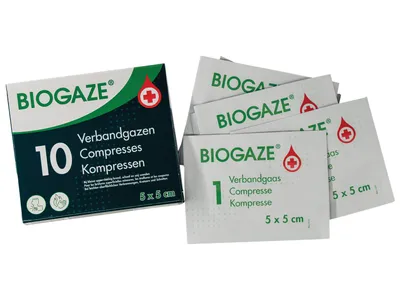 Produktbild von BIOGAZE Kompressen, 5x5 cm, 2er-Set