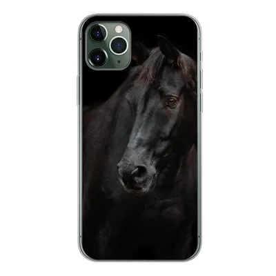 Produktbild von MuchoWow® Handyhülle Schutzhülle Hülle für iPhone 11 Pro Max Pferd - Leicht - Schwarz Silikon Softcase Handy Hülle - Schutz