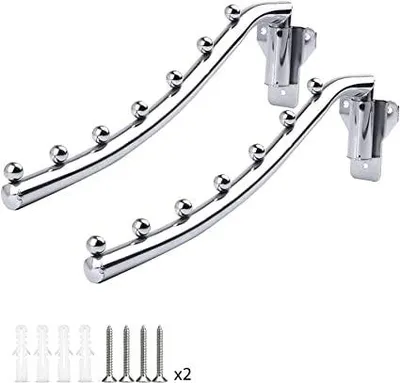 Klappbarer Wandkleiderhaken, 7 Haken, Edelstahl, 40 cm, silber, 2 Stück