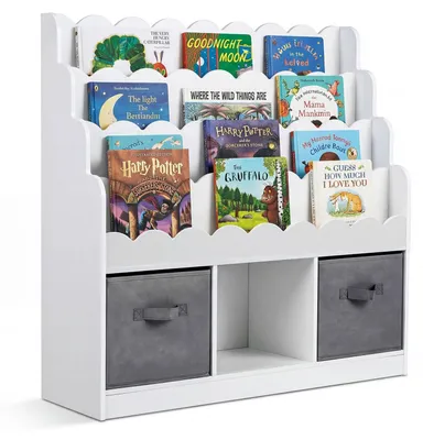 Produktbild von Kinderbücherregal mit 2 Stoffschubladen und 4 Einlegeböden