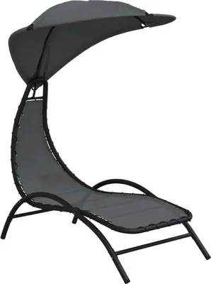 Obrázok produktu pre vidaXL Lehátko so strieškou Tmavo šedá 167x80x195 cm Tkanina a oceľ