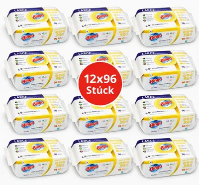 Produktbild von Bingo Feuchttücher Zitrone 12x96 Blatt – Lemon – Großpackung