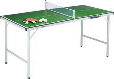 Immagine prodotto di Tavolo da ping-pong Relaxdays, tavolo pieghevole con rete, 2 racchette, 3 palline, A x L x P: 71 x 150 x 67 cm, verde