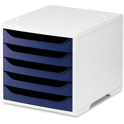 Produktbild von Schubladenbox styrobox A4 5 Fächer blau/grau