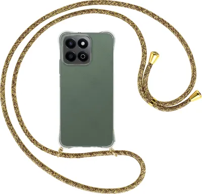 Produktbild von Handykette Backcover-Schutzhülle mit Band (Metall goldfarben) für Honor 200 Smart 5G - braun+beige