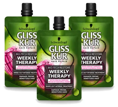 Zdjęcie produktu dla 3 sztuki maski do włosów Schwarzkopf Gliss Kur Bio-Tech Restore, pojemność 50 ml - zestaw promocyjny