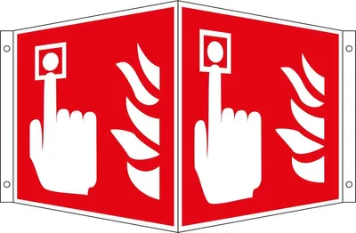 Produktbild von Brandmelder Winkelschild, für Innen- und Außenbereiche, in verschiedenen Größen verfügbar, Maße 20 x 20 cm, Material Aluminium, Techn. Eigenschaften geprägt, langnachleuchtend, Verpackungseinheit: 1 STK
