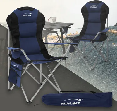 Produktbild von Hauki Campingstuhl faltbar, Blau, Angelstuhl mit Getränkehalter & Tragetasche