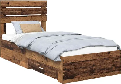 Zdjęcie produktu dla vidaXL Rama łóżka z szufladami z drewna odzyskanego 90 x 190 cm materiał drewnopochodny