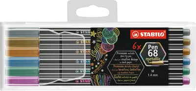 Produktbild von Premium Metallic-Filzstift - STABILO Pen 68 metallic - 6er Pack - mit 6 verschiedenen Metallic-Farben