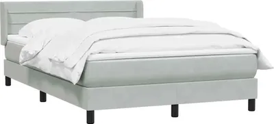 Produktbild von vidaXL Boxspringbett mit Matratze Hellgrau 160x220 cm Samt