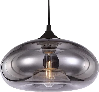 Image de Suspension Bronks en verre mercerisé, 40 W, gris, dimensions : diamètre 18 cm x hauteur 30 cm