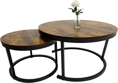 Produktbild von Beistelltische – Set aus 2 – Industrielles Design – Braun/Schwarz