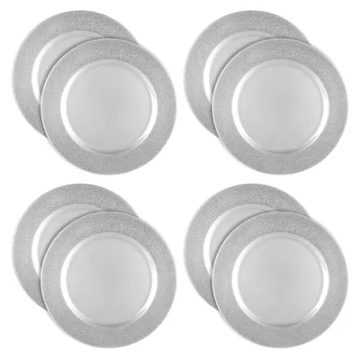 Produktbild von com-four® 8x Platzteller mit schimmerndem Rand - wiederverwendbare Unterteller - Tischdekoration - edle Dekoteller für Hochzeit, Weihnachten - Ø 33 cm Servierplatten