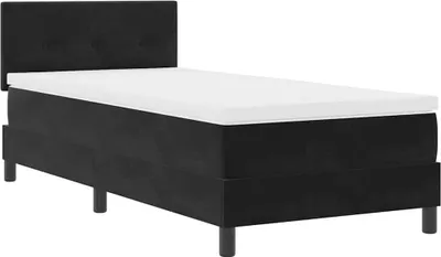 Immagine prodotto di Letto matrimoniale con rete a molle e testiera LED, nero, 100 x 200 cm, rivestito in velluto