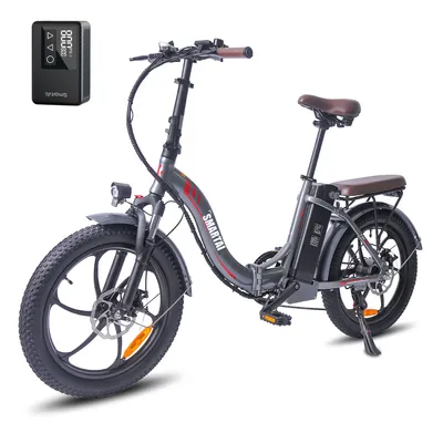 Produktbild von 20 Zoll Elektrofahrrad Klapprad mit MINI Elektrische Luftpumpe Mountainbikes für Erwachsene 15E Klappfahrrad Faltrad Farbe:GrauE Bike, E-Bike Klapprad