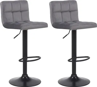 Produktbild von 2-teiliges Set Barhocker - Küchenhocker - Höhenverstellbar und modernes Design | Farbe: Grau