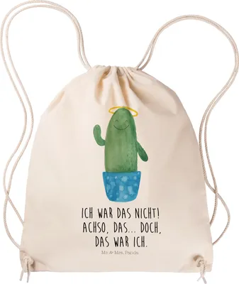 Produktbild von Mr. & Mrs. Panda Beutel Kaktus Heilig - Transparent - Geschenk, Turnbeutel, Kakteen, Freundin, Bruder, Frech, Jutebeutel, Familie, wander rucksack, Gymbag, Lustig