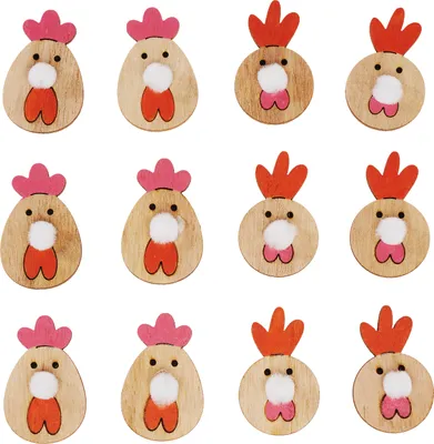 Produktbild von VBS Streuteile Hühnerkopf "Emma", 4 x 2,5 cm, 12 Stück, Sperrholz