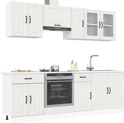Produktbild von Design 8-tlg. Küchenschrank-Set Lucca Hochglanz-Weiß Holzwerkstoff - Küchenschränke 2025 Neu4517888 8parcel