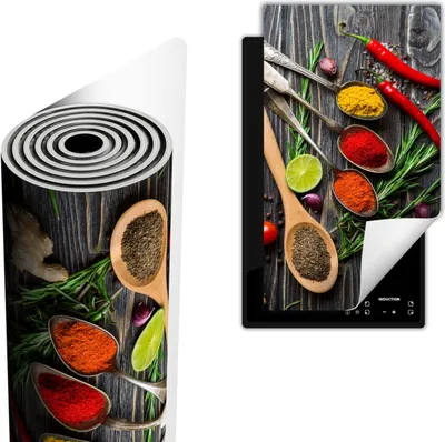 Obrázek produktu pro Kryt na varnou desku, kryt na sklokeramickou desku, krycí deska 30 x 52 cm, protiskluzová podložka, srolovatelná, dřevěná, na koření