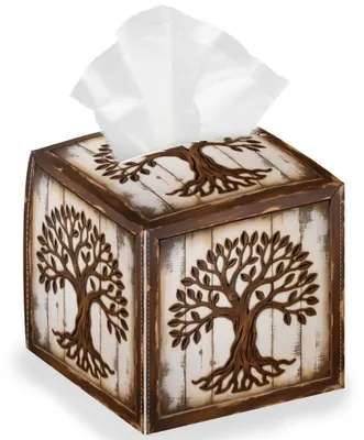 Image de Boîte de rangement pour mouchoirs - Motif "Arbre de la vie" - Boîte décorative pour mouchoirs - Cuir