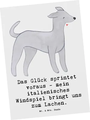 Produktbild von Mr. & Mrs. Panda Postkarte Italienisches Windspiel Glück - Weiß - Geschenk, Hund, Fotokarte, Hunderassen, Postkarten, Hunderasse, Familienhund, bildkarte, Lächeln, Pflege